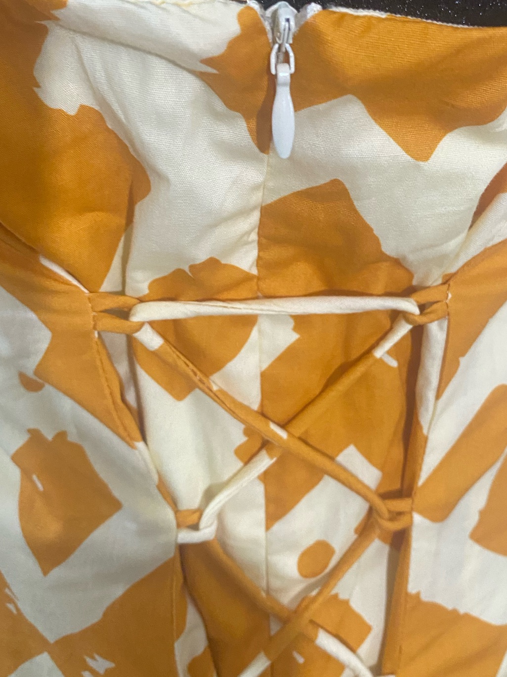 Mwt: D’iyanu Strapless Mustard Geometric Print Bubble Hem Mini Dress — image 8 of 8